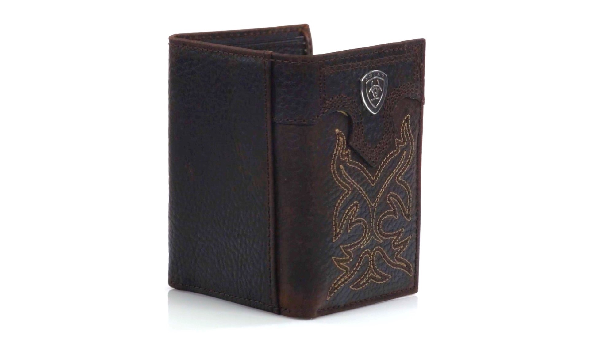 Amazon.com: Ariat Men's Distressed Leather Trifold Wallet with